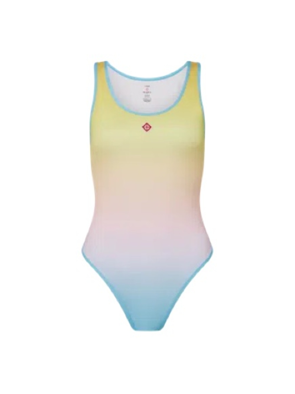 Pastel Gradient Scoop-Back One-Piece Swimsuit in Yellow and Blue